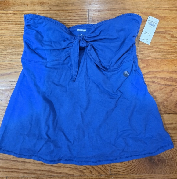 Hollister Easy Strapless Tie-bust Babydoll Top in Blue Size Large - Picture 3 of 5